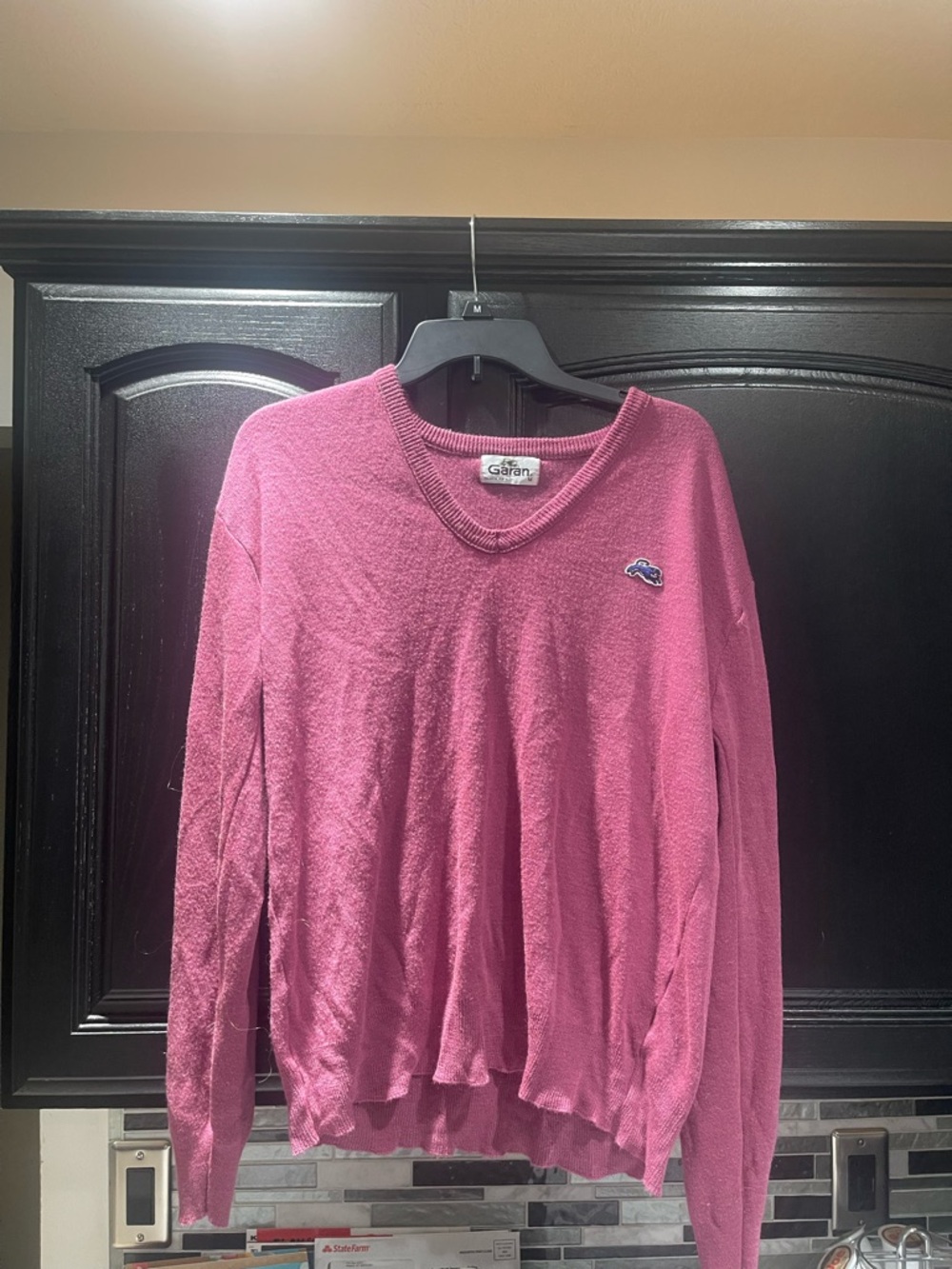 VTG Garan V Neck Sweater Golf Prep 80's Maroon Medium USA In EUC